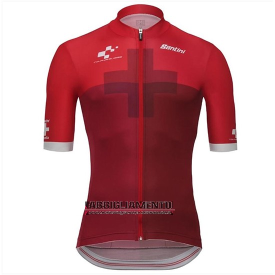 Abbigliamento Tour de Suisse 2018 Manica Corta e Pantaloncino Con Bretelle Cross Rosso - Clicca l'immagine per chiudere